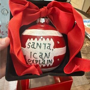 Red and White Holiday Ornament with Bow